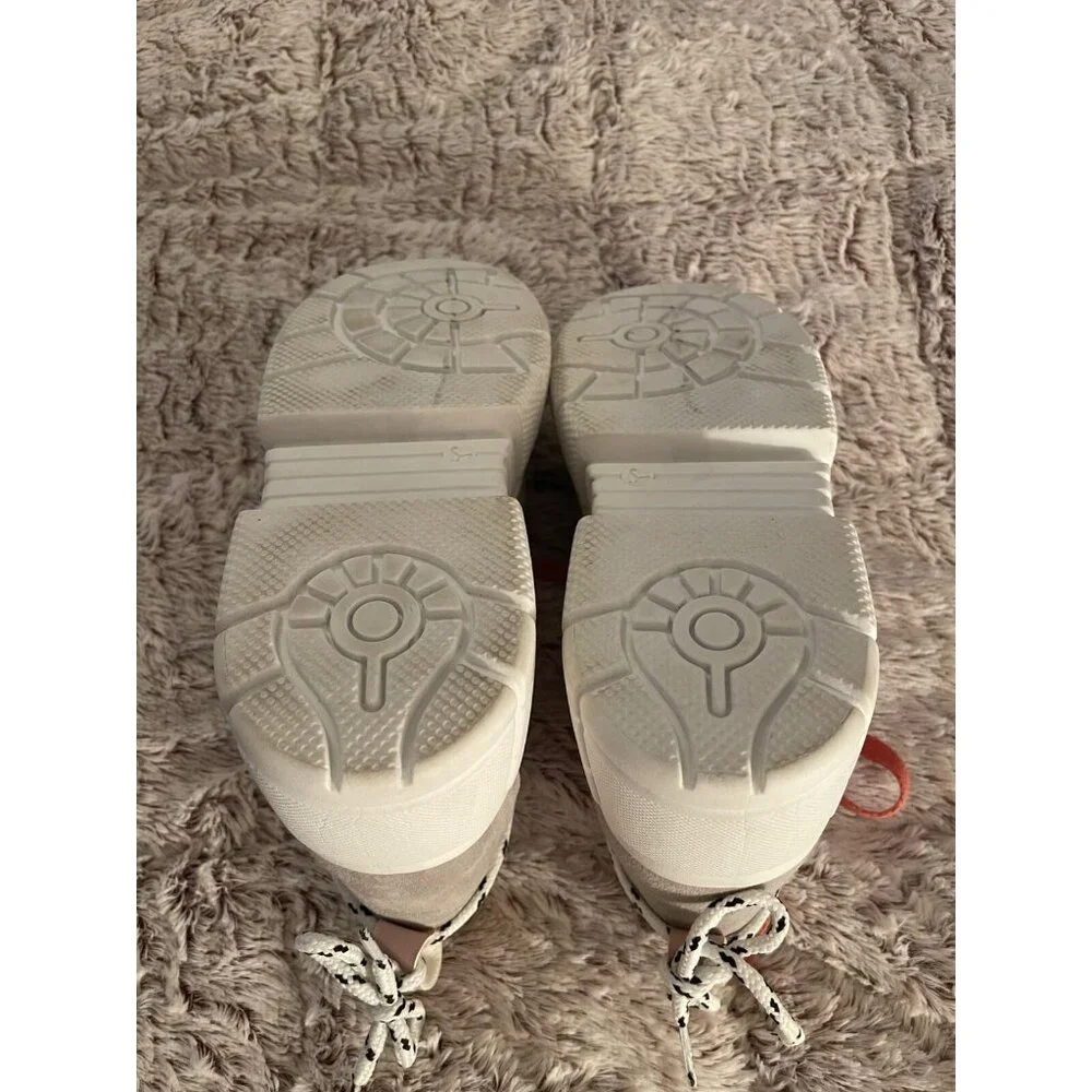 Karmen Womens‎ Platform Sneakers Pink & Beige Faux Leather Size 38